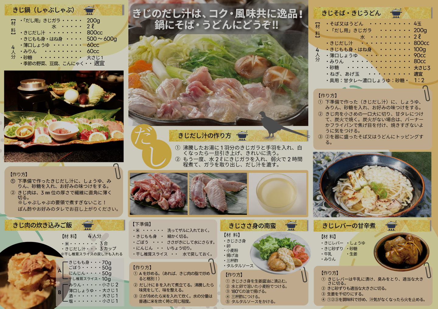 きじ肉料理のレシピ案内