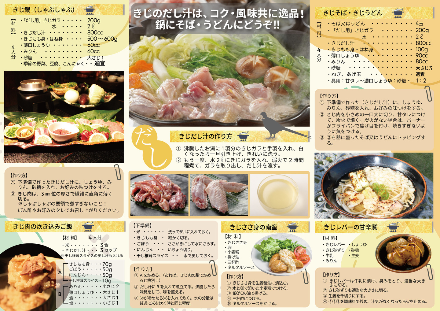 きじ肉料理のレシピ案内